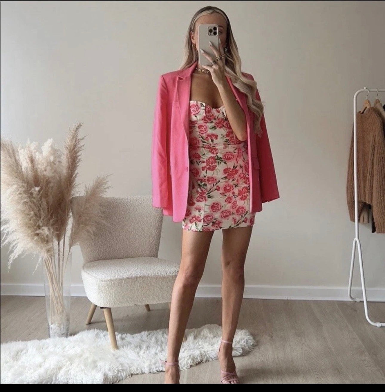 Zara Pink Rose Floral Corset Mini Dress – NWT – Size Small