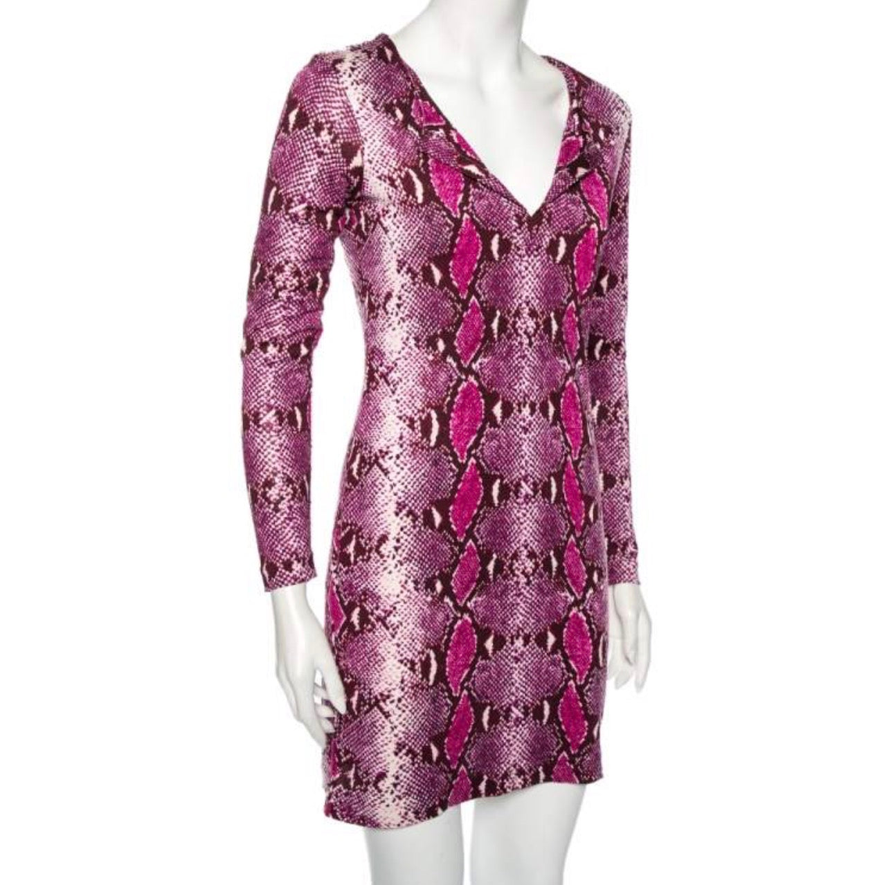 Diane von Furstenberg Snakeskin Print Long-Sleeve Dress – Size 4