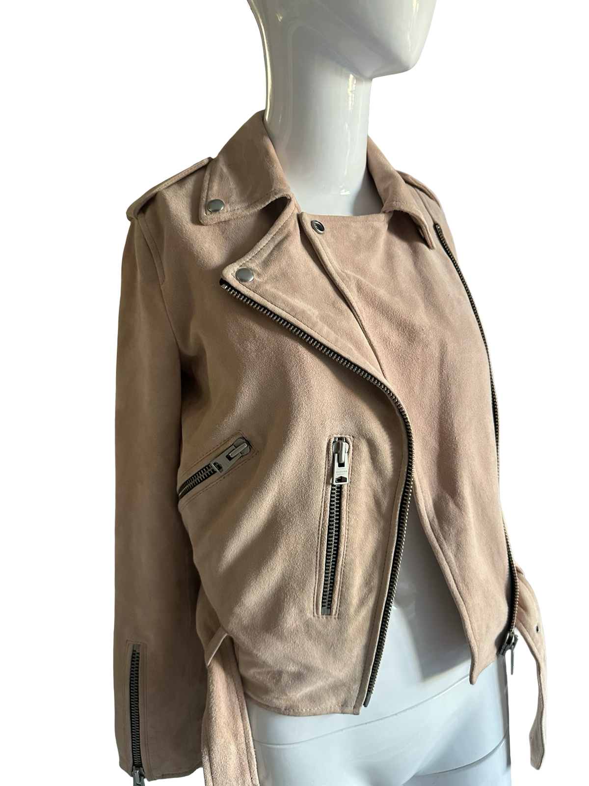 AllSaints Blush Suede Balfern Biker Jacket – Size US 00