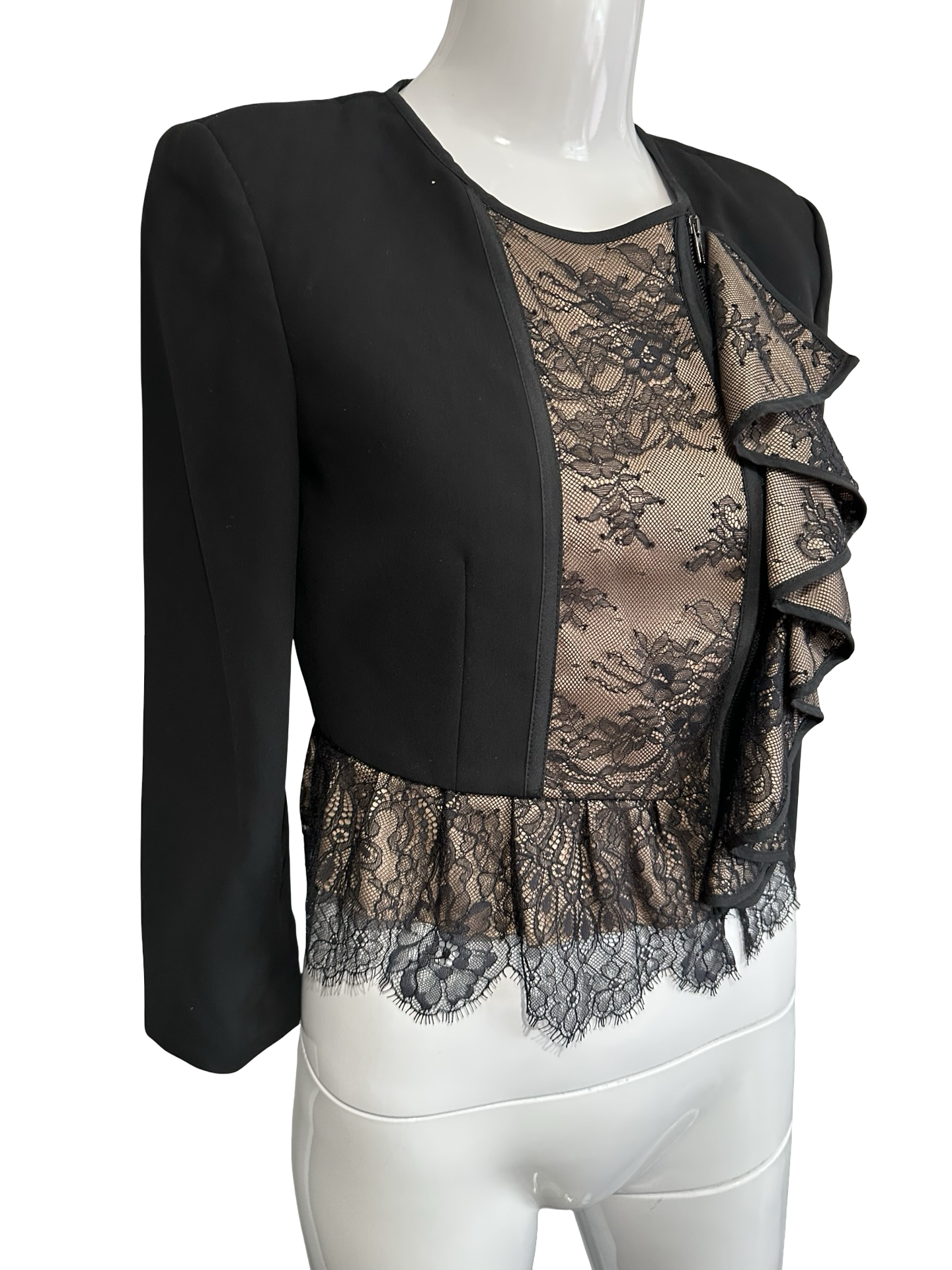 BCBG Maxazria “Cassidel” Lace Ruffle Jacket – XXS
