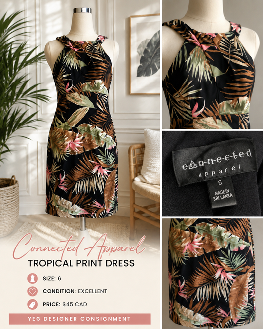 Connected Apparel Tropical Print Dress – Size 6