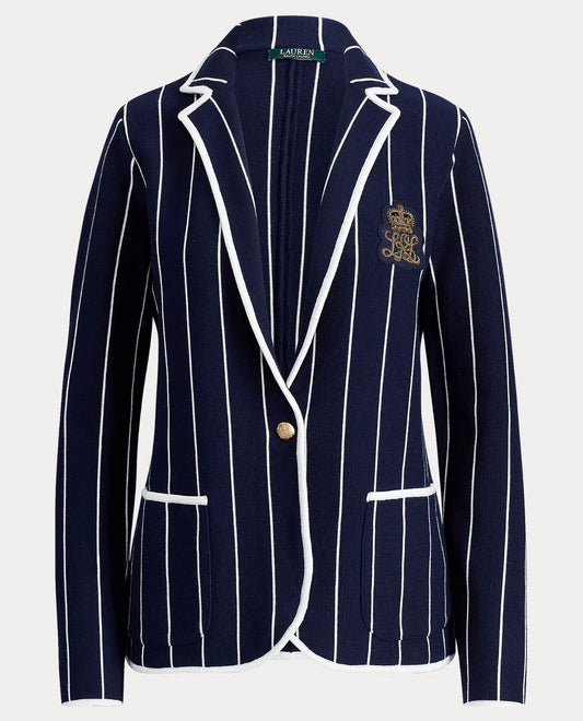 Ralph Lauren Lauren Navy Pinstripe Bullion Crest Blazer – Size L