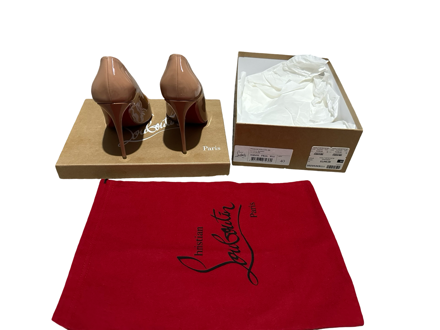 CHRISTIAN LOUBOUTIN Pigalle Follies 100 – Patent Nude (Size 40)