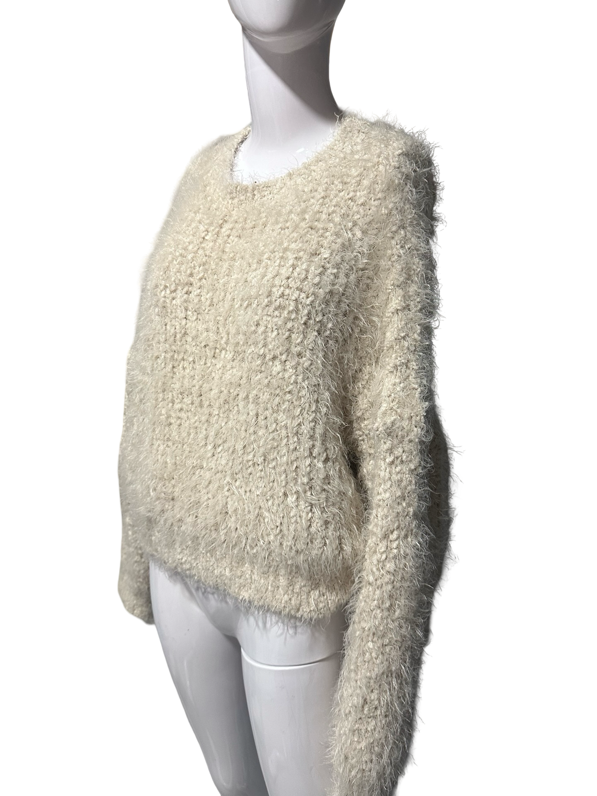 OAK + FORT Cream Textured Knit Sweater