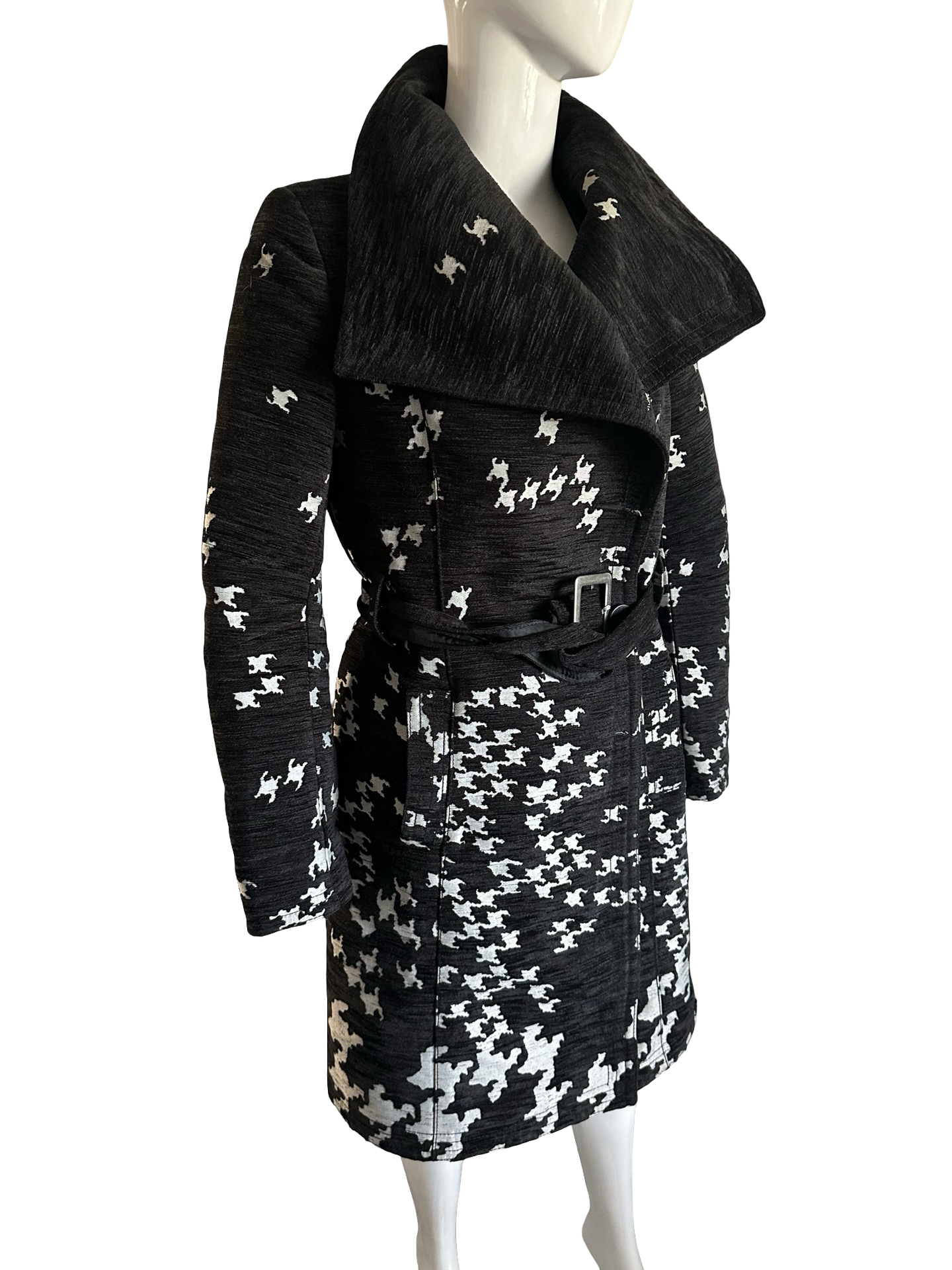 Desigual Belted Houndstooth Statement Coat