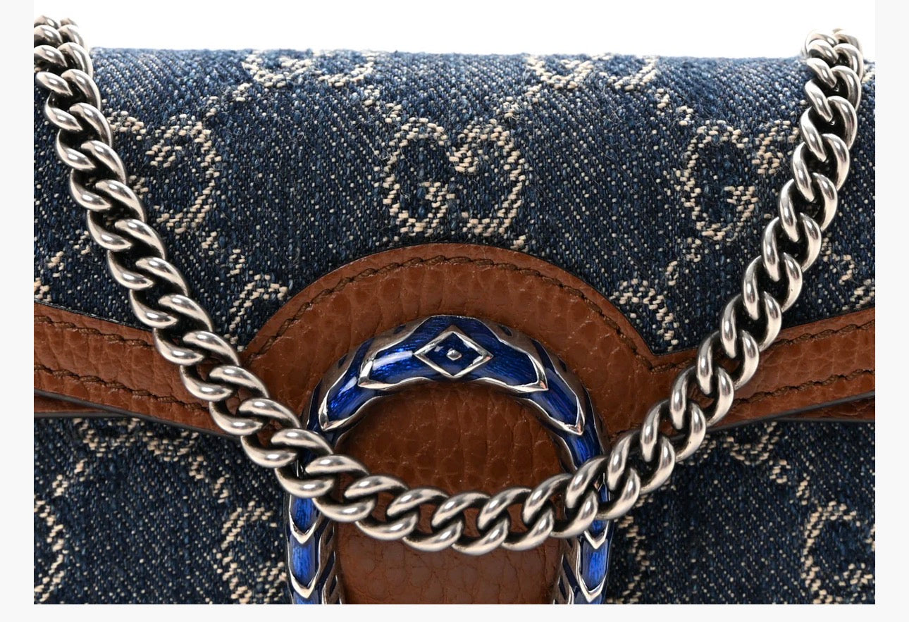 Authentic Gucci Super Mini Dionysus GG Denim Shoulder / Crossbody Bag 💙