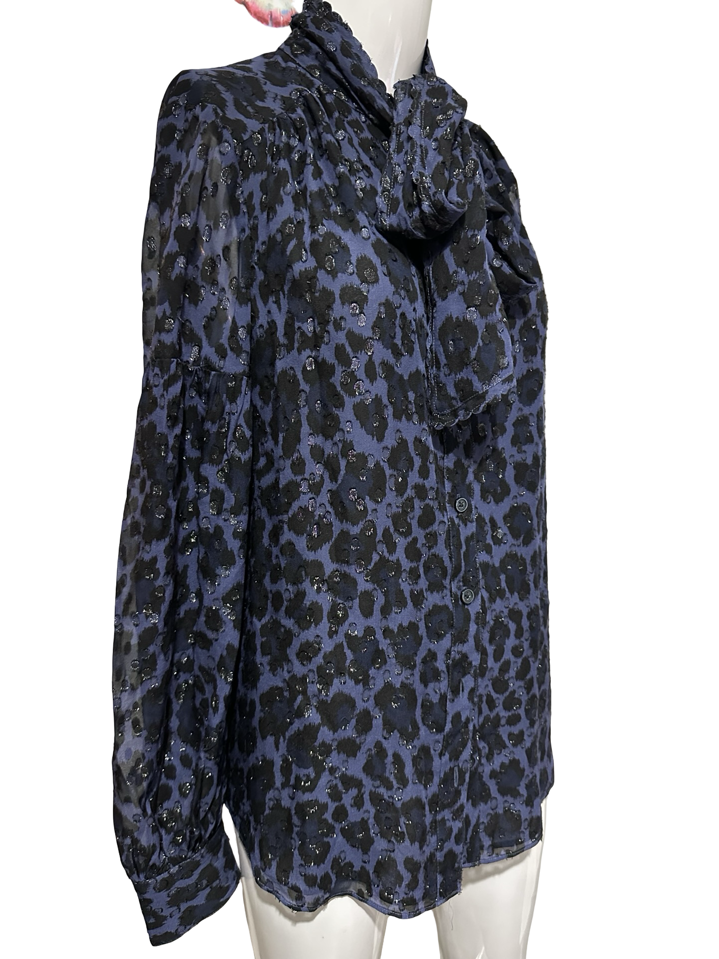 Kate Spade New York Leopard Print Bow Blouse – Medium