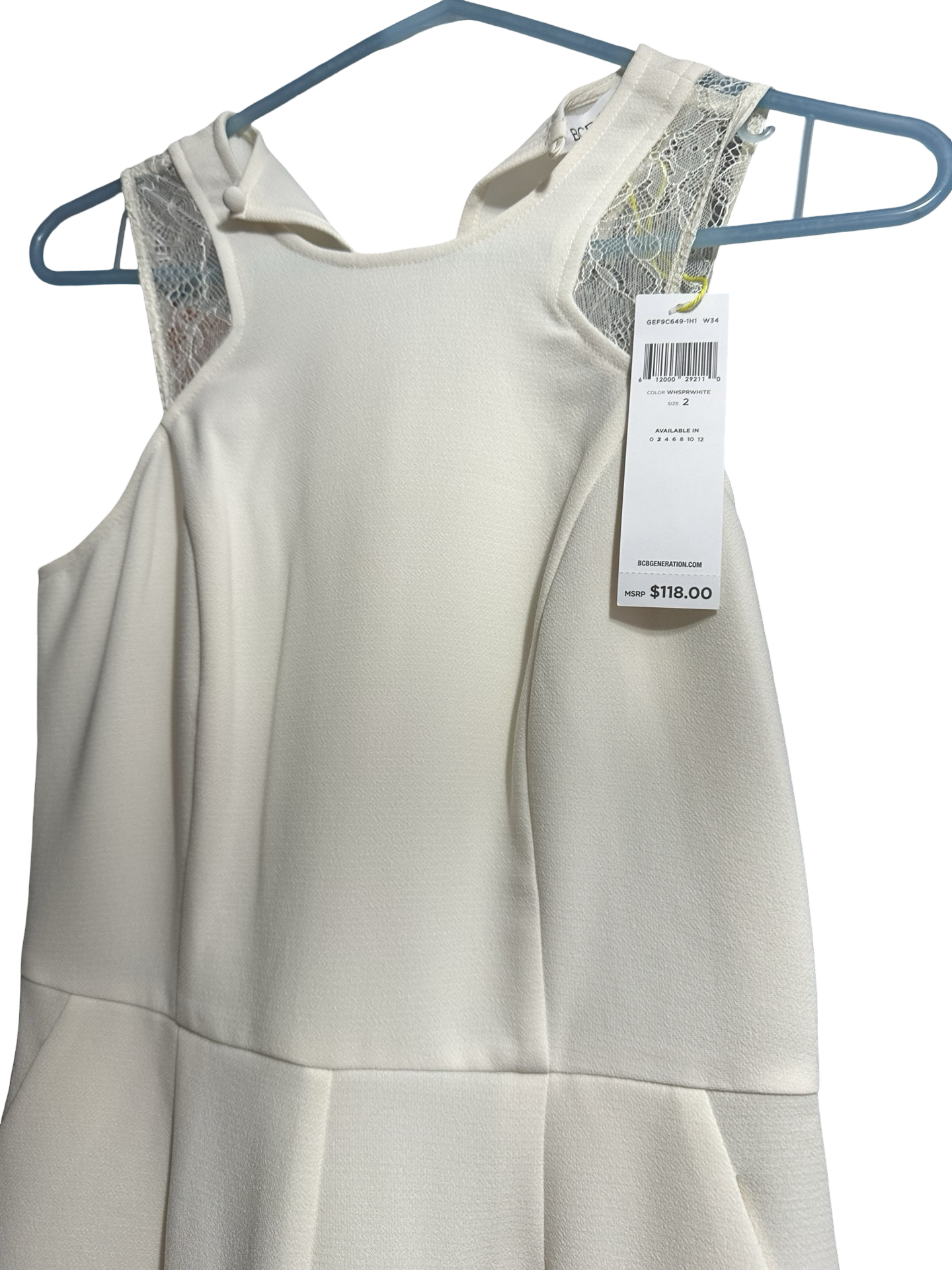 BCBG Lace Shoulder Jumpsuit – Cream / Ivory – Size 2 – New With Tags
