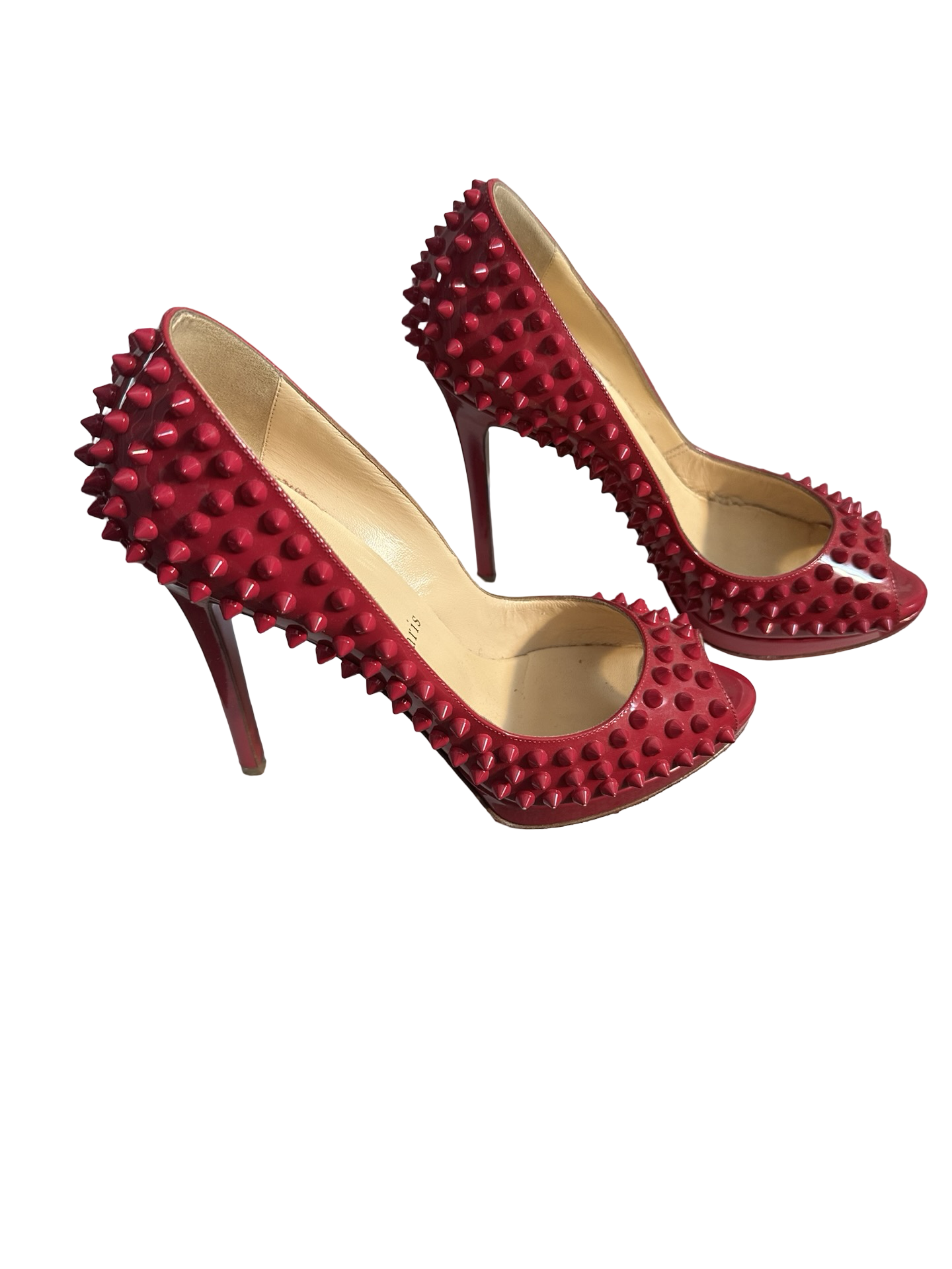 Christian Louboutin Red Spiked Heels