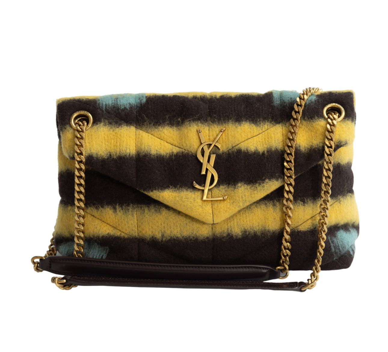 SAINT LAURENT TIE DYE YELLOW SMALL LOULOU PUFFER BAG NEW