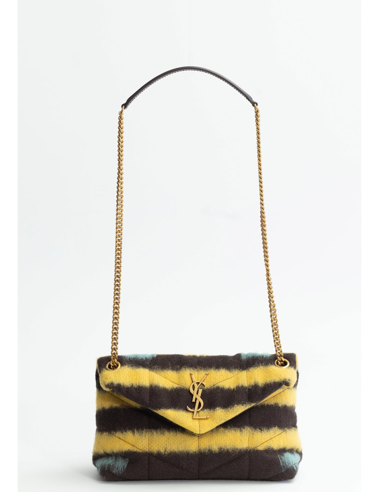 SAINT LAURENT TIE DYE YELLOW SMALL LOULOU PUFFER BAG NEW