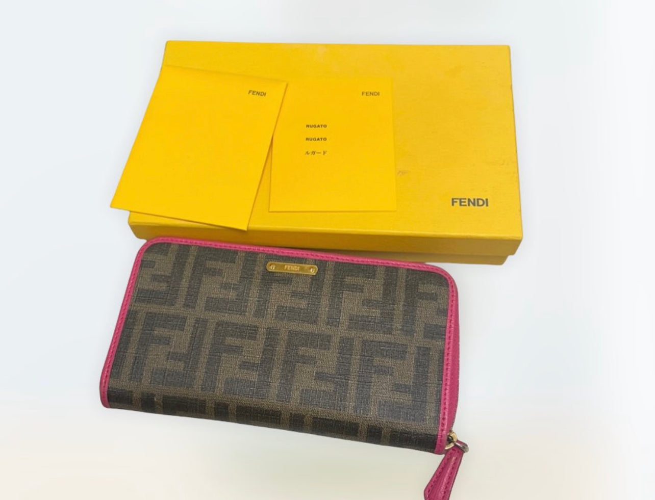 Fendi Zucca Spalmati Zip around wallet